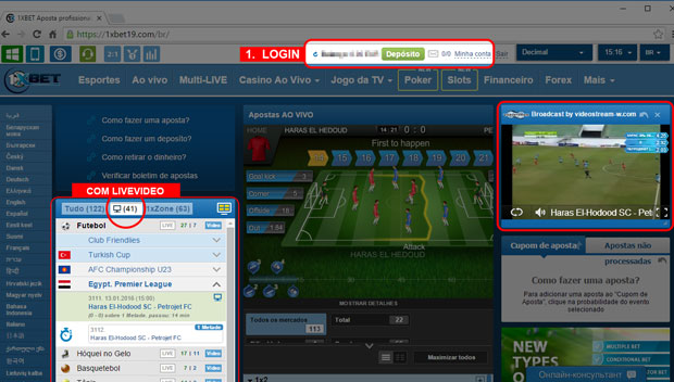 Como ver jogos online em direto na 1xbet livestream