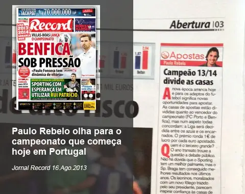 Campeão 2013/14 divide as casas - in Jornal Record 16.Ago.2013