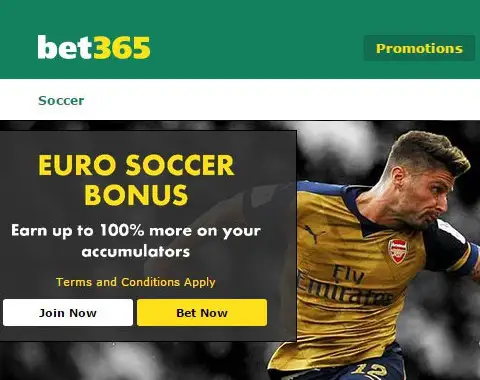 Bet365 Euro Soccer Bonus (multiple bets)