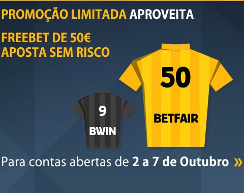 Oferta limitada: bónus de boas vindas Betfair de 50€