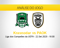 Prognóstico Krasnodar PAOK (22 setembro 2020)