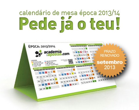 Oferta calendário da época 2013/2014 - também em Setembro