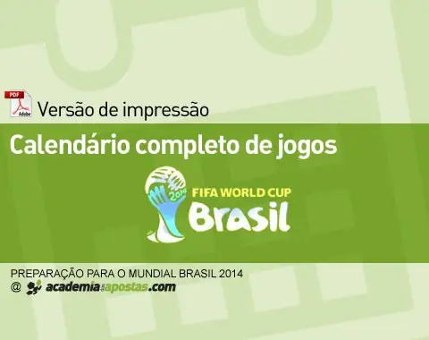 Calendário completo de jogos do Mundial 2014 para imprimir