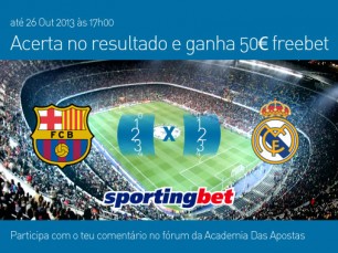 Acerta no resultado do Barcelona vs Real Madrid e ganha um prémio de 50€