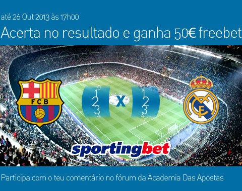 Acerta no resultado do Barcelona vs Real Madrid e ganha um prémio de 50€