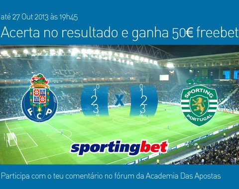 Acerta no resultado do Porto vs Sporting e ganha um prémio de 50€