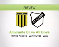 Almirante Br All Boys betting prediction (22 February 2026)
