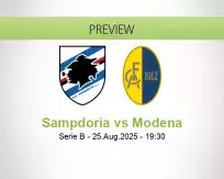 Sampdoria Modena betting prediction (25 August 2025)