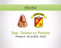 Dep. Tolima Pereira betting prediction (25 July 2025)