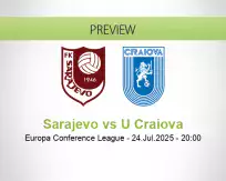 Sarajevo U Craiova betting prediction (24 July 2025)