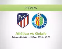 Atlético Getafe betting prediction (15 December 2024)