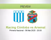 Racing Córdoba Arsenal betting prediction (09 March 2025)