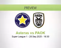 Asteras PAOK betting prediction (28 September 2025)