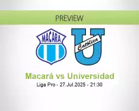 Macará Universidad betting prediction (27 July 2025)