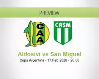 Aldosivi San Miguel betting prediction (18 February 2026)