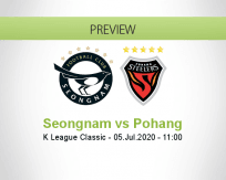 Seongnam Pohang Steelers betting prediction (05 July 2020)