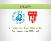 Dunav 2010 Tsarsko selo betting prediction (13 July 2020)