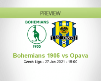Bohemians 1905 Opava betting prediction (27 January 2021)