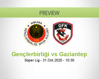 Gençlerbirliği Gaziantep FK betting prediction (31 October 2020)
