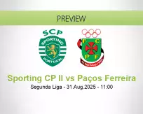 Sporting CP II Paços Ferreira betting prediction (31 August 2025)