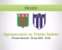 Agropecuario Tristán Suárez betting prediction (04 April 2026)