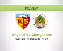 Kayseri Alanyaspor betting prediction (13 December 2025)
