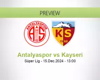 Antalyaspor Kayseri betting prediction (15 December 2024)