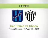 San Telmo Chaco betting prediction (30 August 2025)