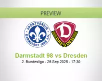 Darmstadt 98 Dresden betting prediction (26 September 2025)