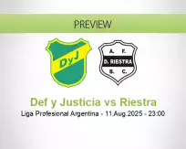 Def y Justicia Riestra betting prediction (11 August 2025)