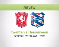 Twente Heerenveen betting prediction (08 February 2026)