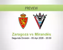 Zaragoza Mirandés betting prediction (05 April 2026)