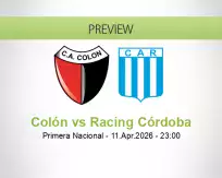 Colón vs Racing Córdoba