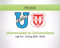 Universidad Universitario betting prediction (25 August 2025)