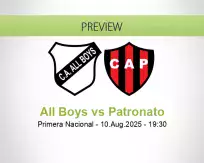 All Boys Patronato betting prediction (12 August 2025)
