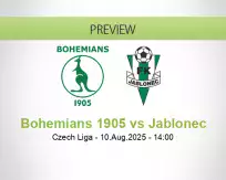 Bohemians 1905 Jablonec betting prediction (10 August 2025)