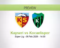 Kayseri Kocaelispor betting prediction (09 February 2026)