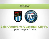 9 de Octubre Guayaquil City FC betting prediction (13 April 2021)