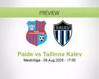 Paide Tallinna Kalev betting prediction (09 August 2025)