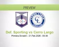 Def. Sporting Cerro Largo betting prediction (21 February 2026)