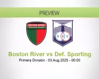 Boston River Def. Sporting betting prediction (03 August 2025)