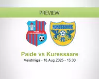 Paide Kuressaare betting prediction (16 August 2025)