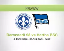 Darmstadt 98 Hertha BSC betting prediction (24 August 2025)