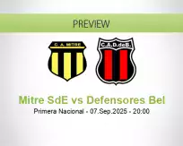 Mitre SdE Defensores Bel betting prediction (07 September 2025)