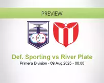 Def. Sporting River Plate betting prediction (12 August 2025)