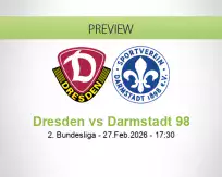 Dresden Darmstadt 98 betting prediction (27 February 2026)