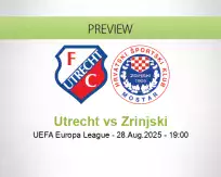 Utrecht Zrinjski betting prediction (28 August 2025)
