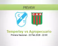 Temperley Agropecuario betting prediction (23 February 2026)