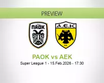PAOK AEK betting prediction (15 February 2026)