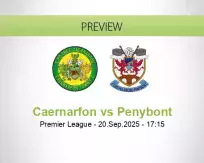 Caernarfon Penybont betting prediction (20 September 2025)